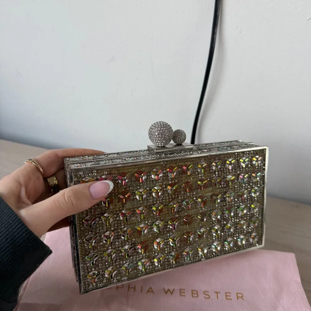 Sophia Webster Clara Clutch Box Bag Crystal Embellished - Picture 9 of 14